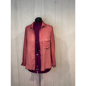 Umgee Button Down Shirt Dusty Rose Long Sleeve Medium